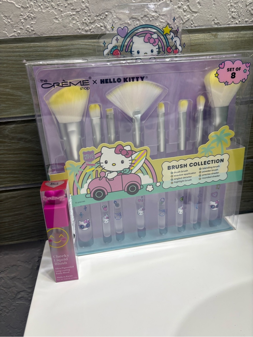 The Crème Shop x Hello Kitty Lavender Brush Collection & Creme Cheeky blush